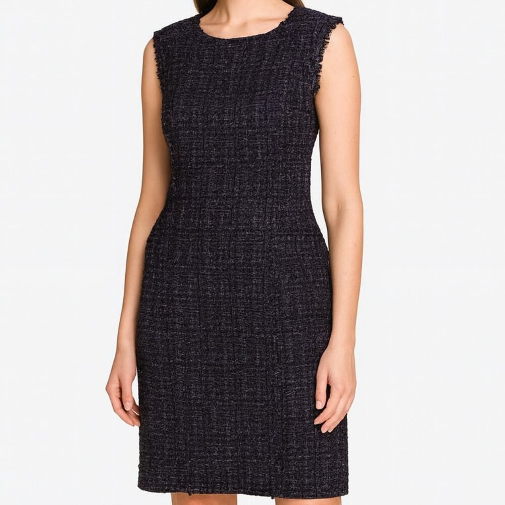 Michael Kors Black & Purple Tweed Dress with Pockets Office Workwear Interview